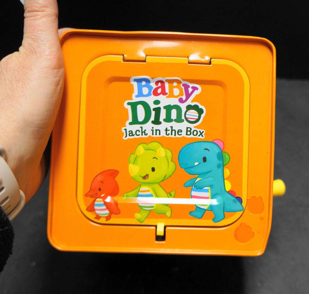 Schylling Baby Dino Jack in the Box GUC 2019 Lilthographed Metal