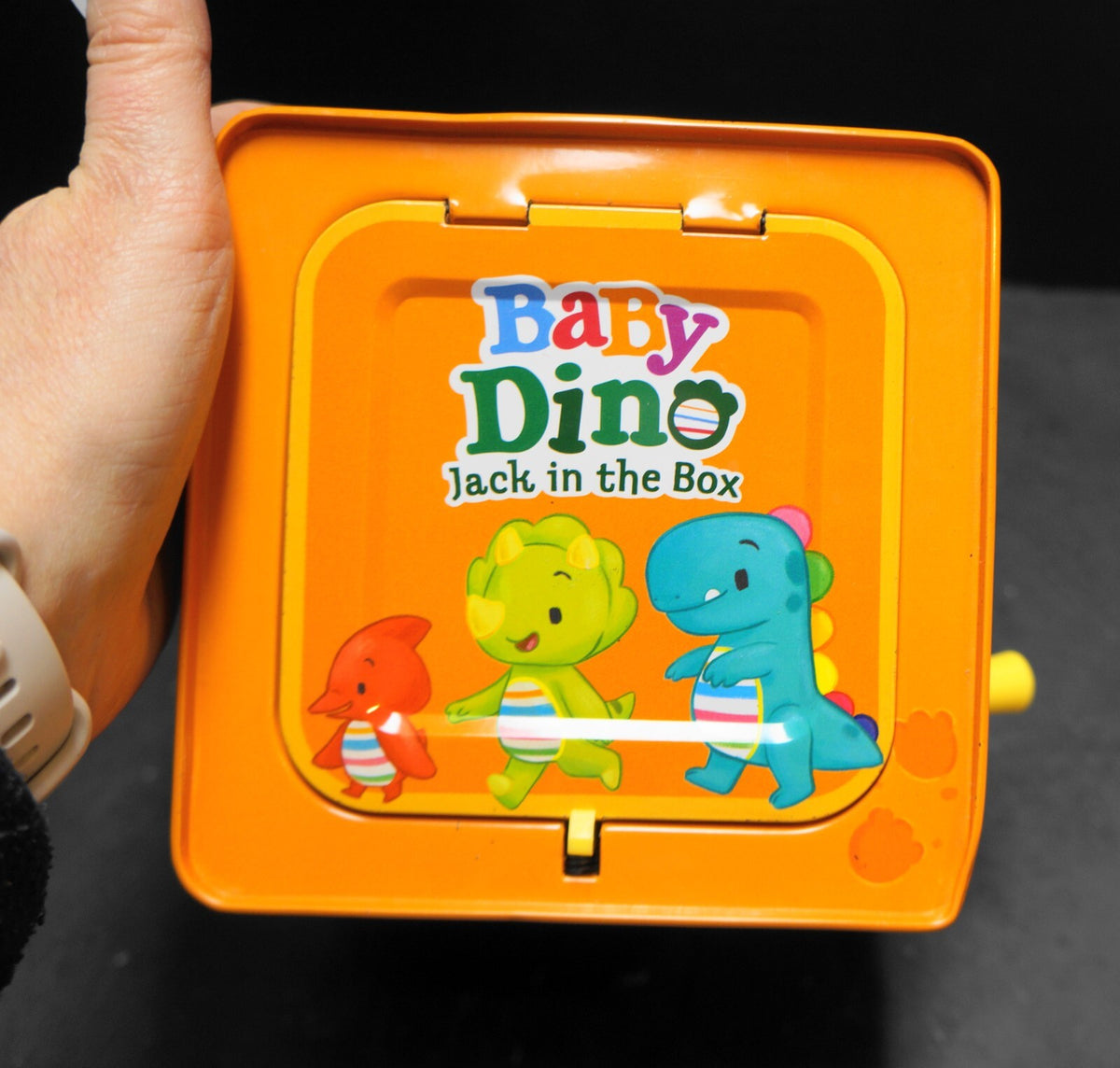 Schylling Baby Dino Jack in the Box GUC 2019 Lilthographed Metal