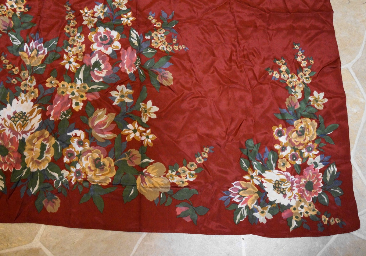 Harold's Quality Apparel Brick Red Floral Silk Scarf Made in Japan 34"