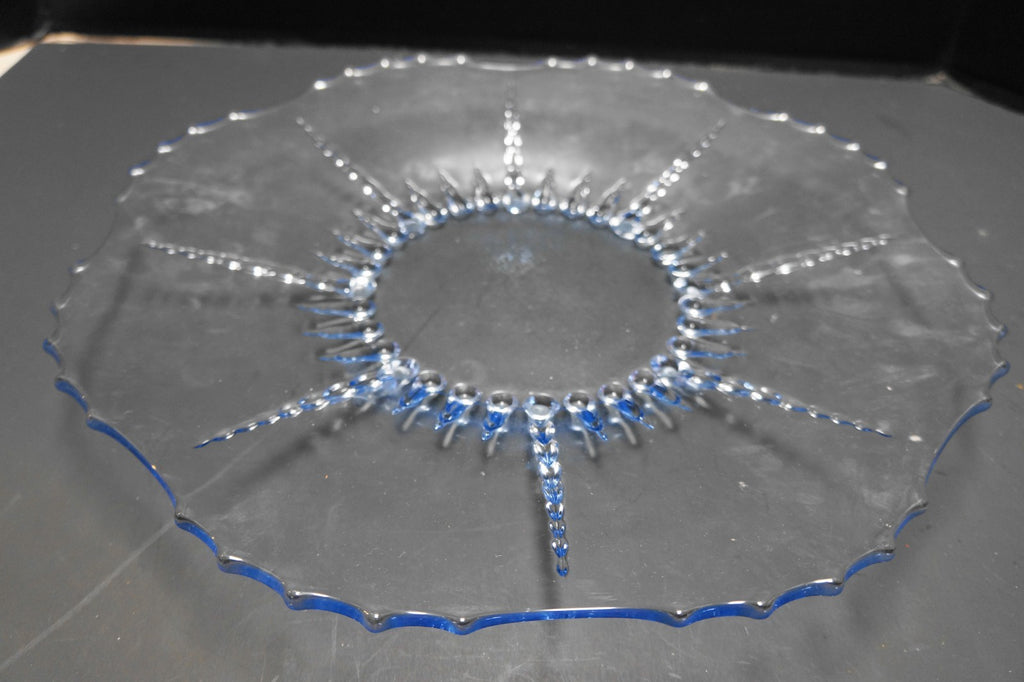 New Martinsville Radiance Ice Blue Torte Plate Platter Tray