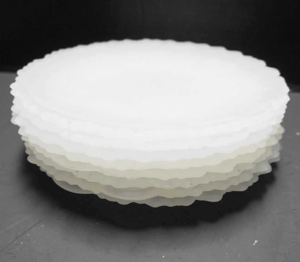Indiana Pebble Leaf Frosted Satin Glass Luncheon Salad Plates