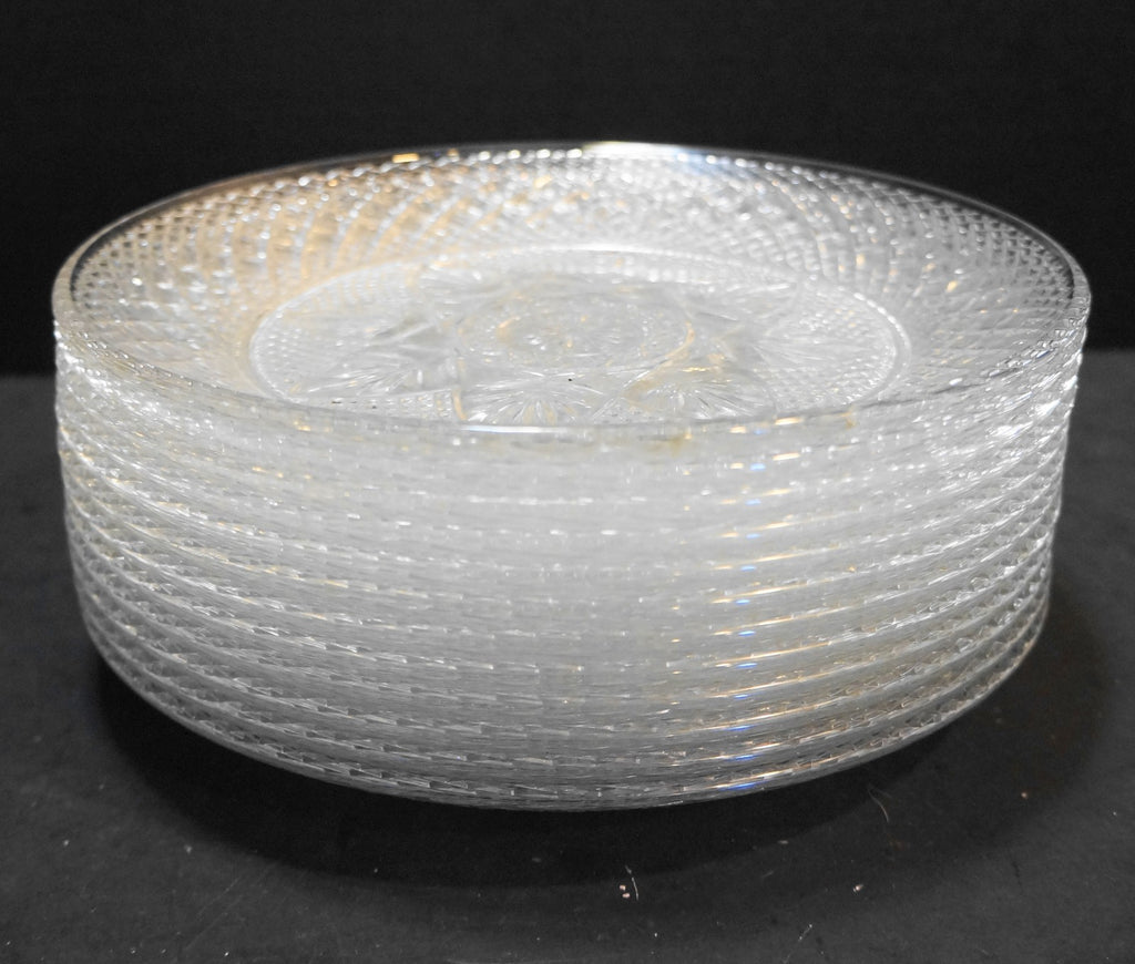 Durand Antique Clear Luncheon Salad Plates Set of 12 Cristal d'Arques France