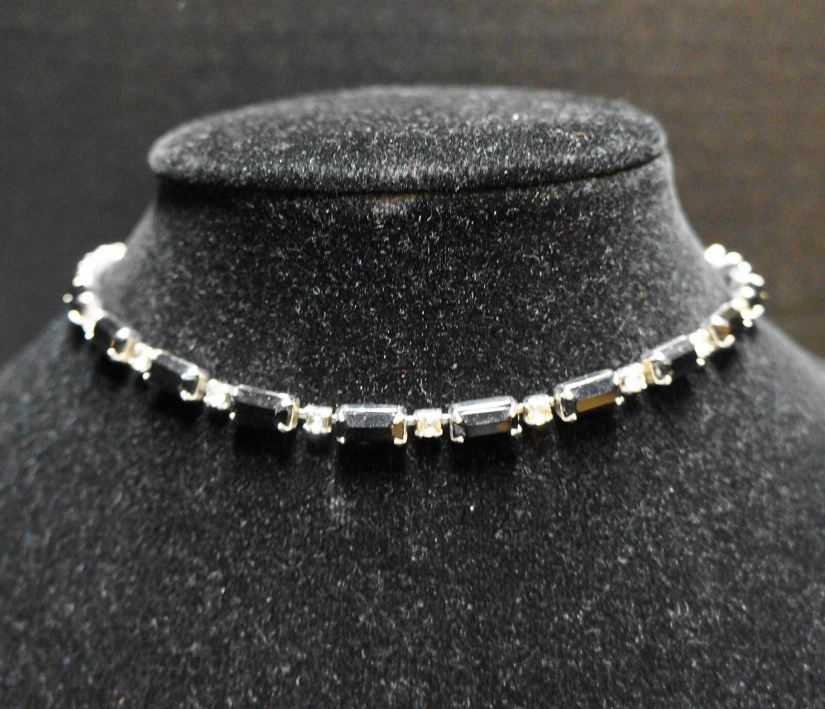 Black Clear Rhinestone Choker Necklace