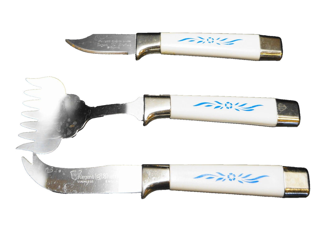 Cornflower Handle Regent Sheffield Cheese Pick Knife Sardine Server