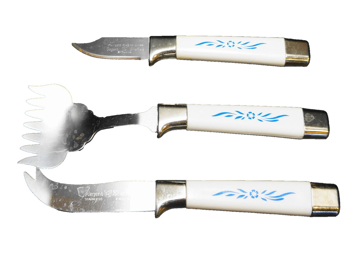 Cornflower Handle Regent Sheffield Cheese Pick Knife Sardine Server