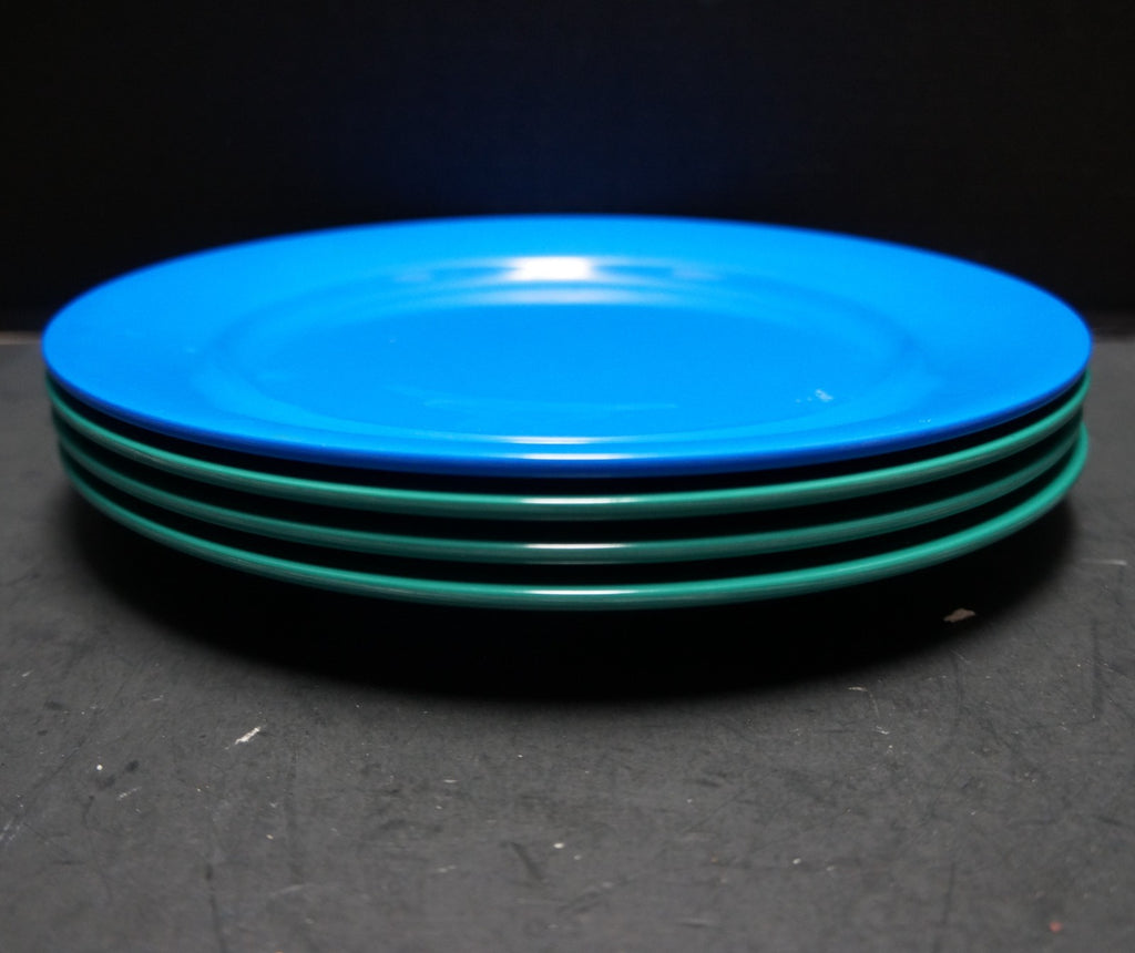 Elan by Plastics Manufacturing Co. Dinner Plates 3 Green 1 Blue 10" Melamine