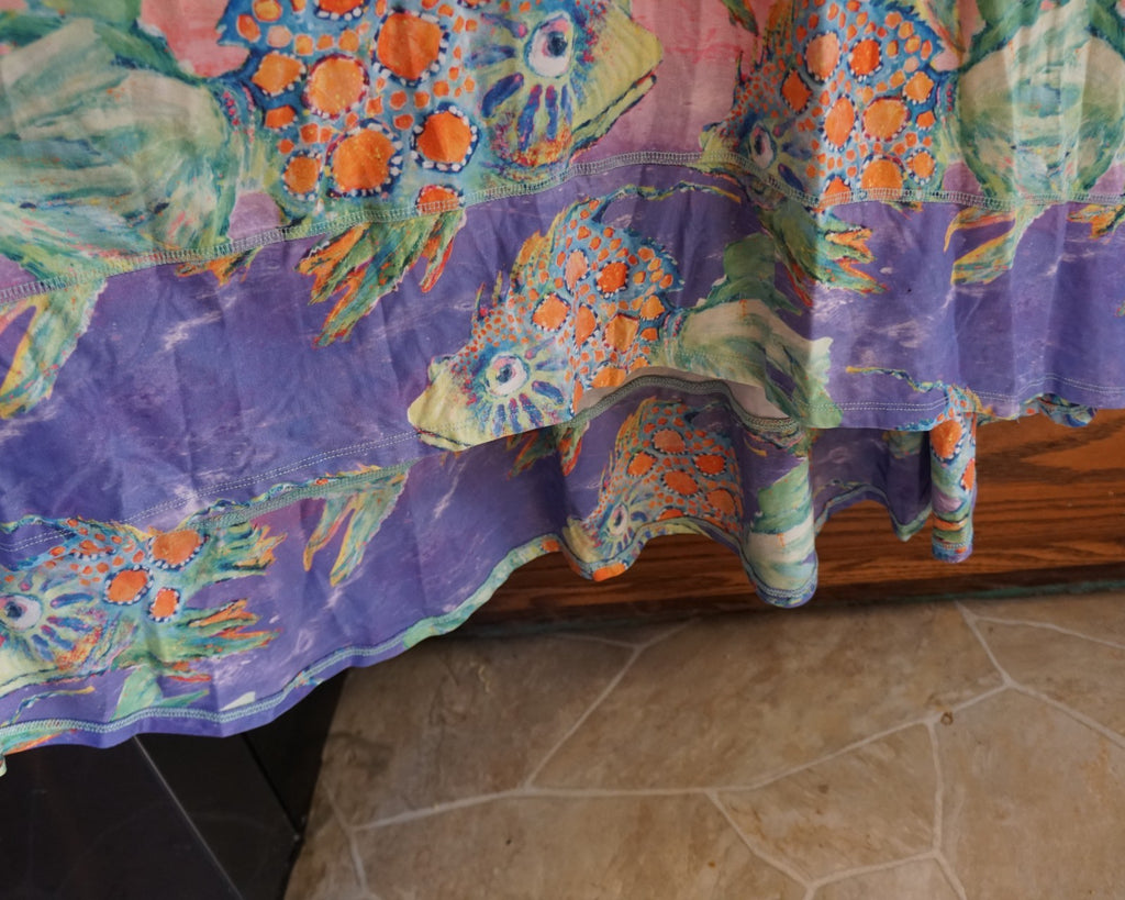 SOLD Leoma Lovegrove Tropical Fish Swing Hi/Low Hem Dress Size L