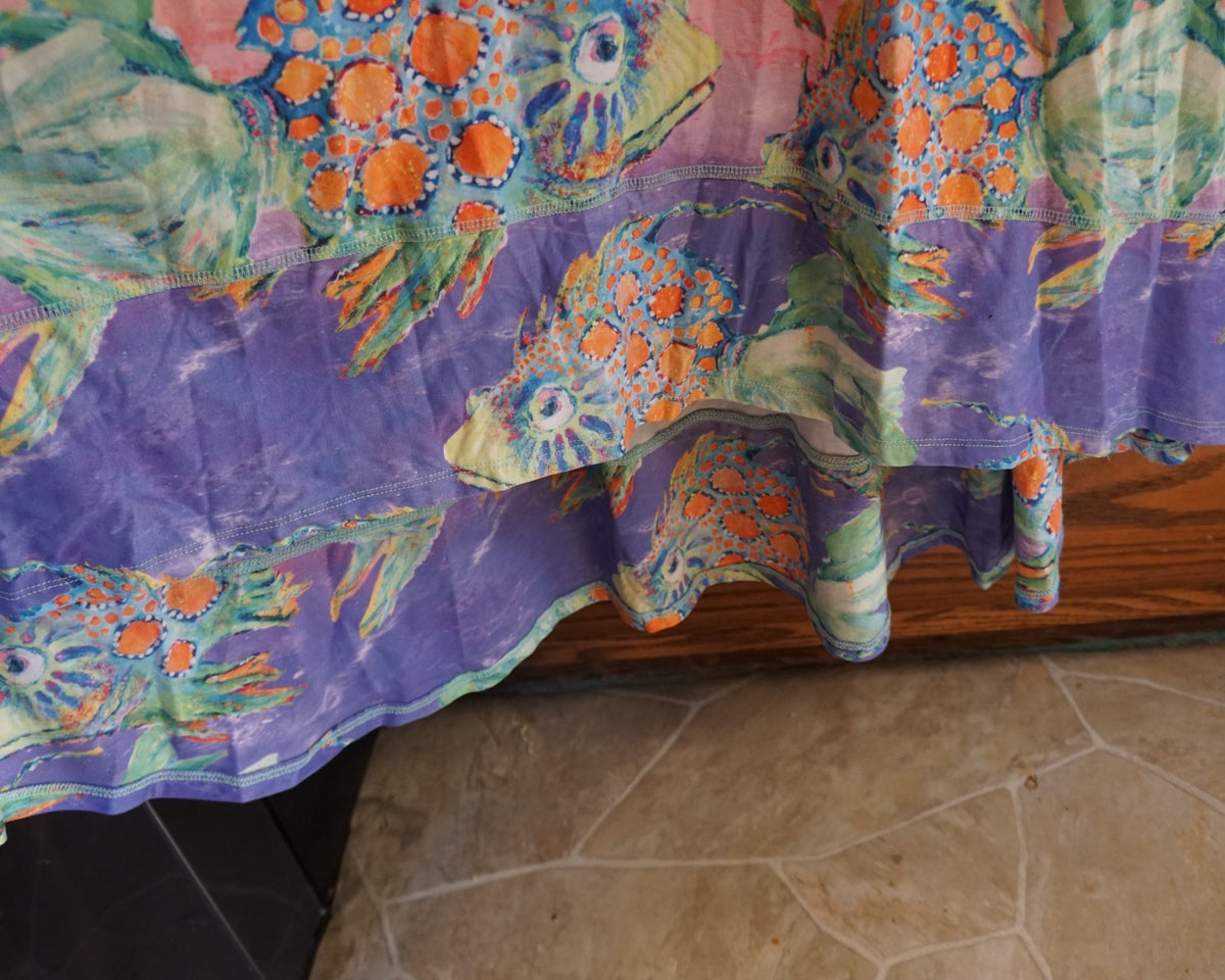 SOLD Leoma Lovegrove Tropical Fish Swing Hi/Low Hem Dress Size L