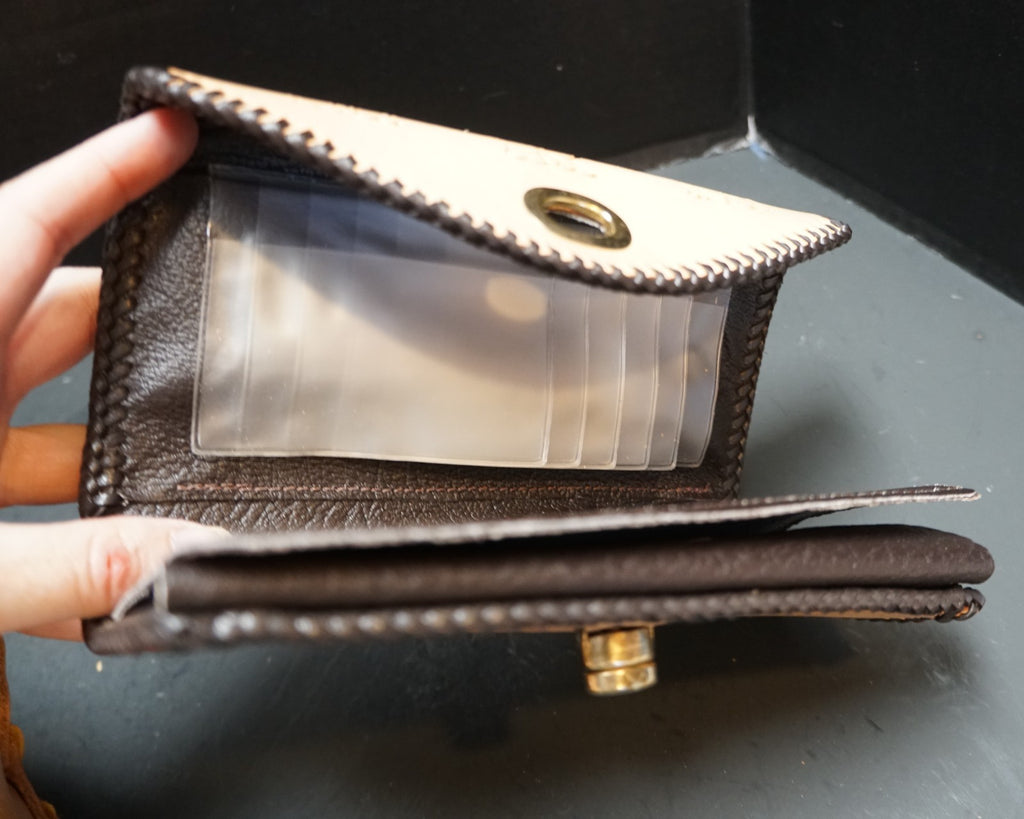 Hand Tooled Leather Light Brown Purse Monkey Palm Tree With Wallet
