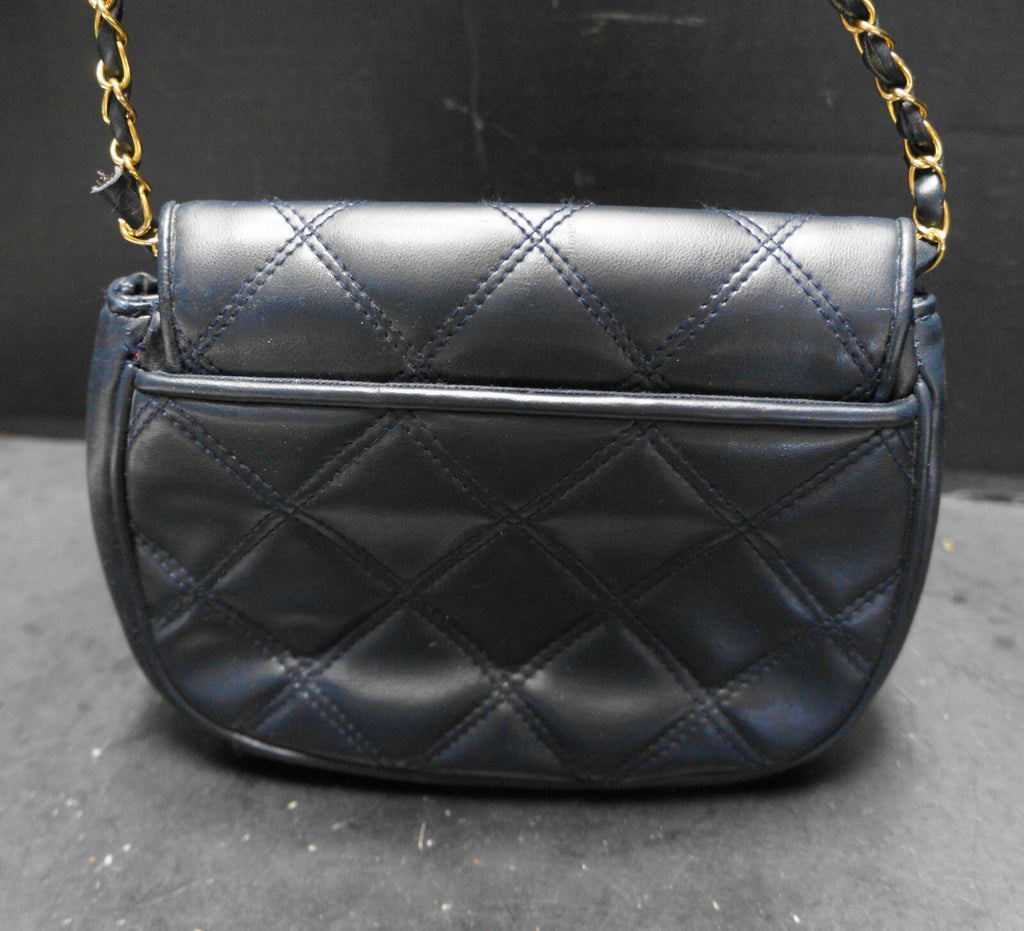 Daniella Bags Navy Blue Quilted Chain Strap
