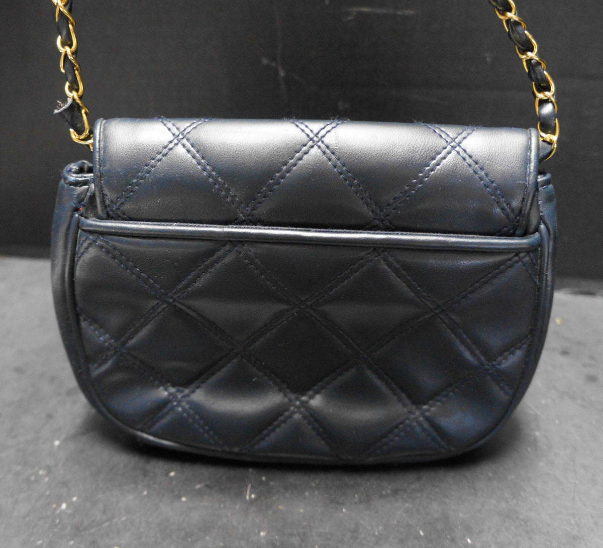 Daniella Bags Navy Blue Quilted Chain Strap