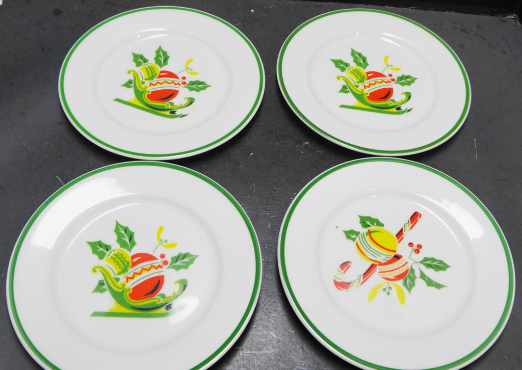 Australian Fine China Flinders Hotel Ware Christmas Ornament Salad Plates Set 4