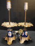 Hand Painted Roses Cobalt Blue Small Electric Table Lamps