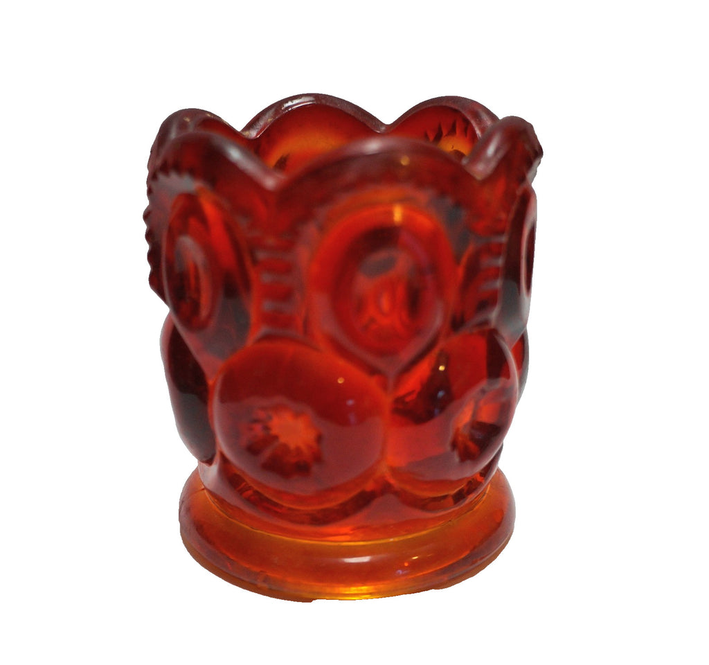 LE Smith Moon and Stars Amberina Toothpick Holder Votive Candle