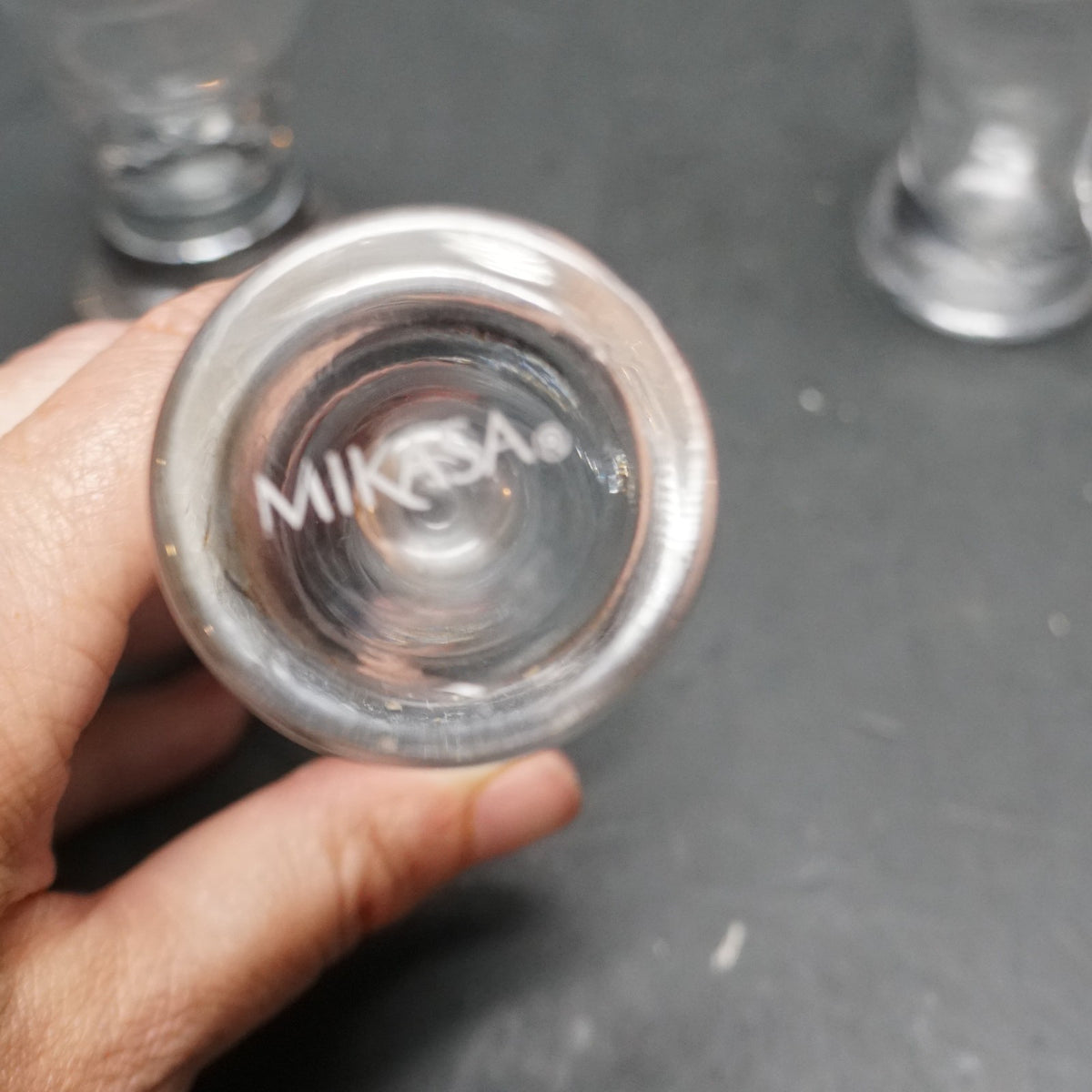 Mikasa Cheers Selections Cut Glass Shot Glasses Set of 4 Cut Spiral Swirls