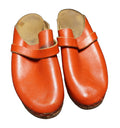 Poronylia Red Leather Wood Clogs Sweden Womens Shoes Small 4.5 or 5