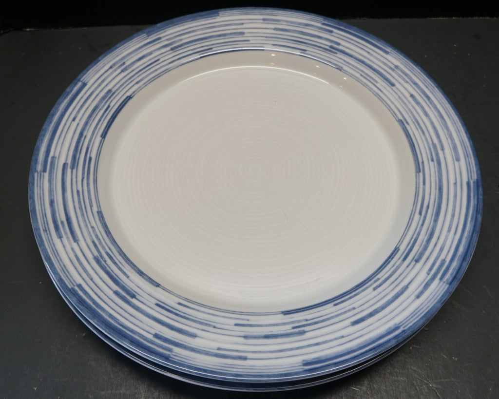 Dansk Centra Blue White Dinner Plates Pair