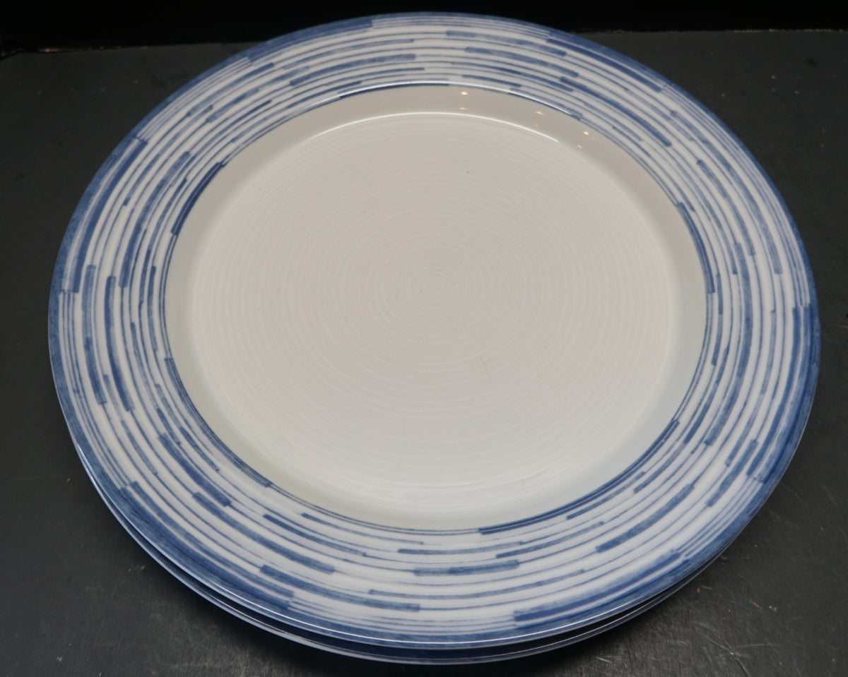 Dansk Centra Blue White Dinner Plates Pair