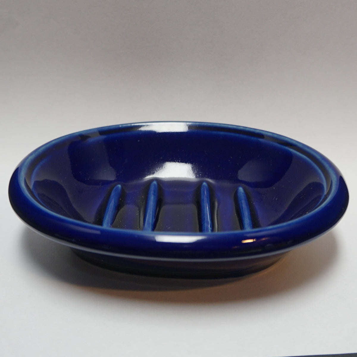 Cobalt Blue Glaze Oval Soap Dish Midcentury Marked VB