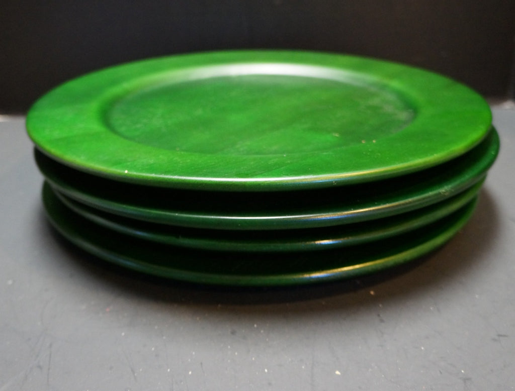 Emerald Green Wood Charger Plates Set of 4 Thailand