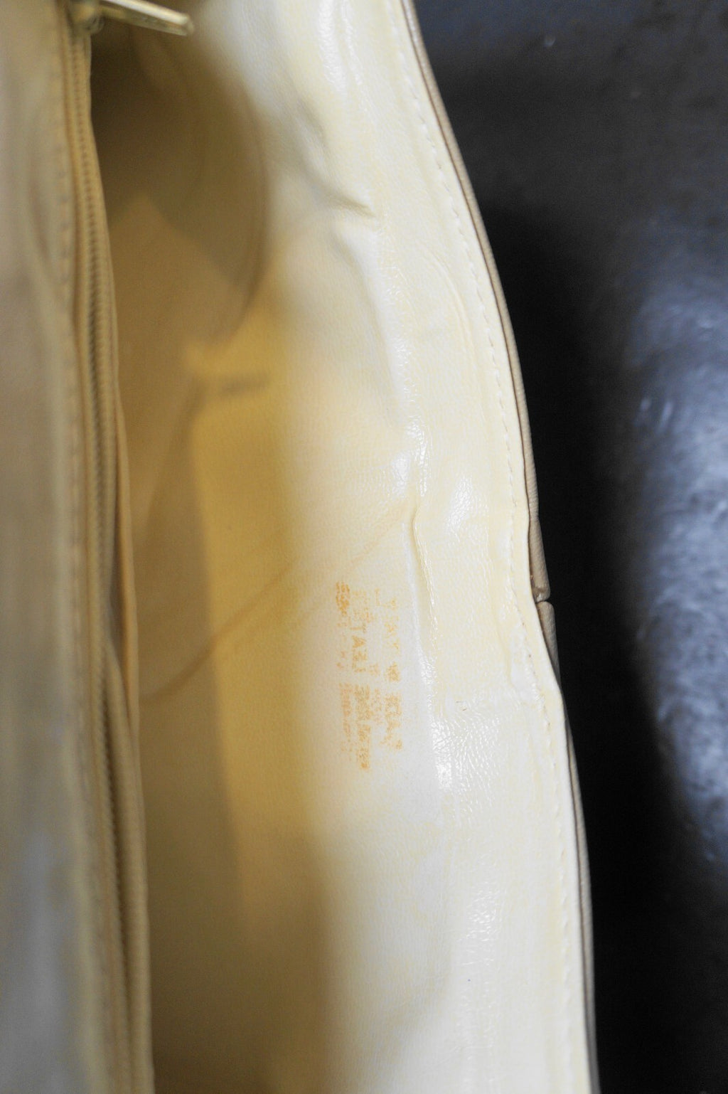 Beige Italian Leather Envelope Purse Shoulder Bag Clutch