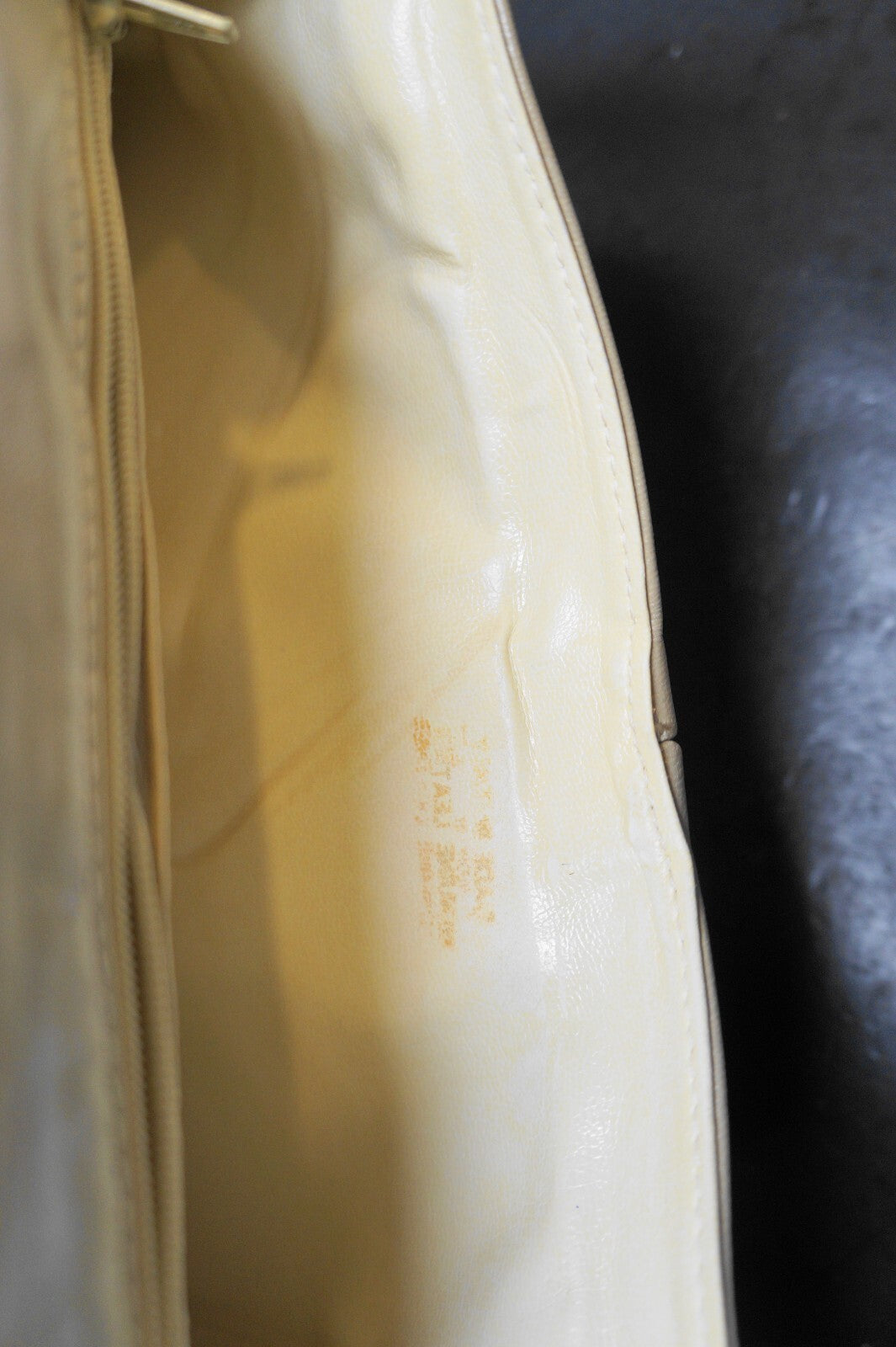 Beige Italian Leather Envelope Purse Shoulder Bag Clutch
