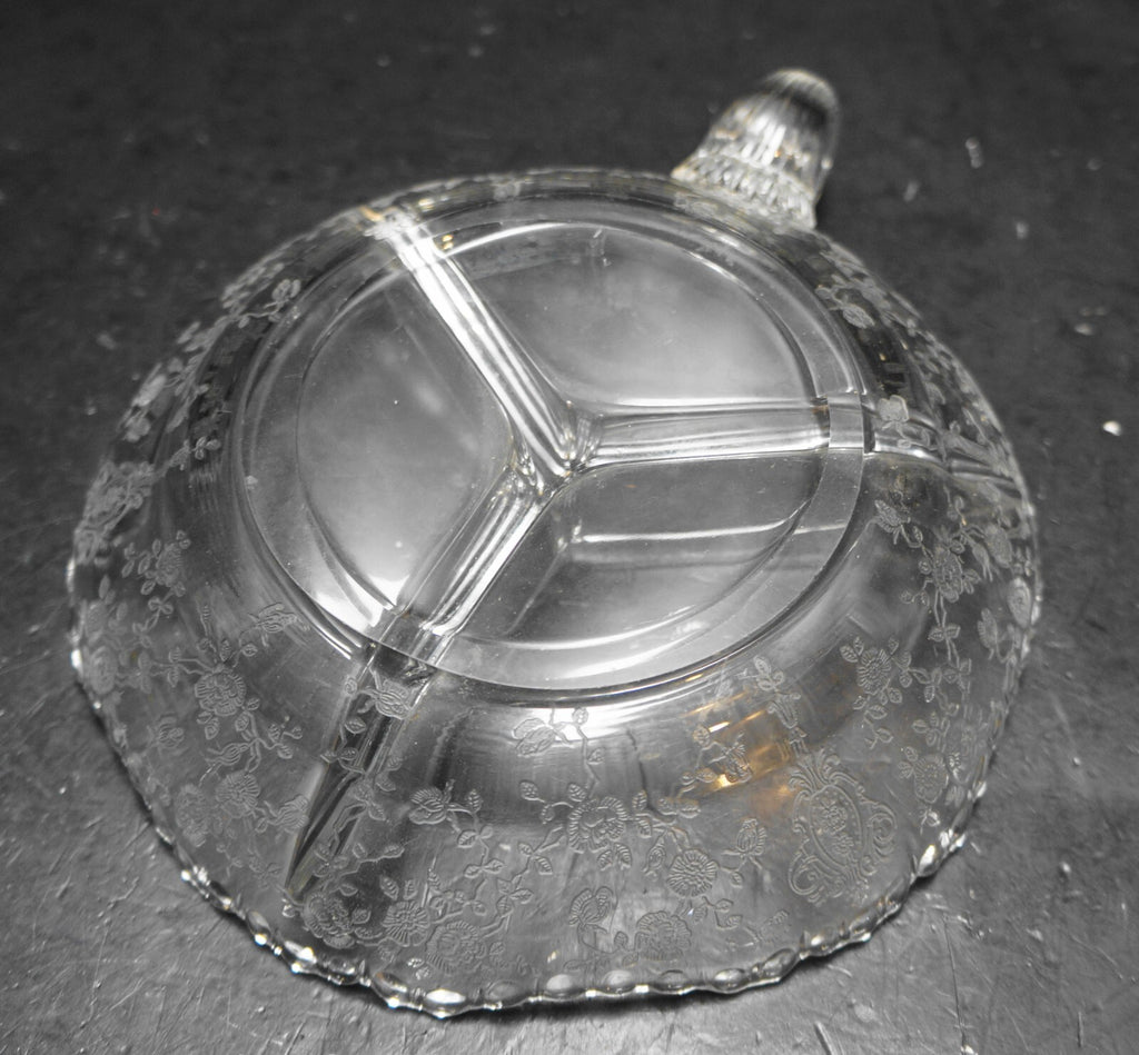 Cambridge Rose Point 3 Part Divided Relish Nappy Bowl