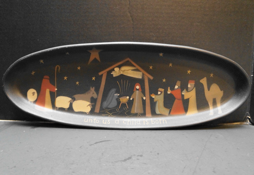 Donna White Hearthside Collection Nativity Scene Wooden Tray