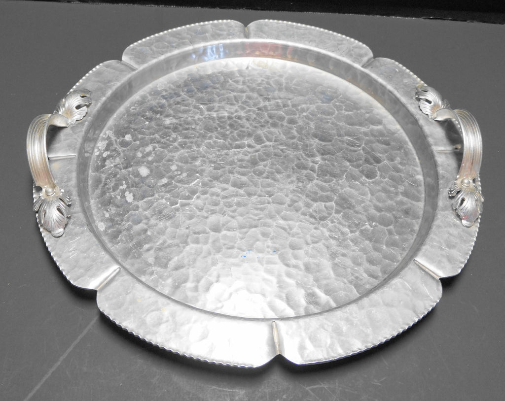 Continental Silverlook Hand Wrought Aluminum Round Handled Tray