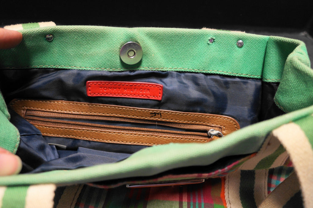 Tommy Hilfiger American Classics Plaid Small Tote Purse Green