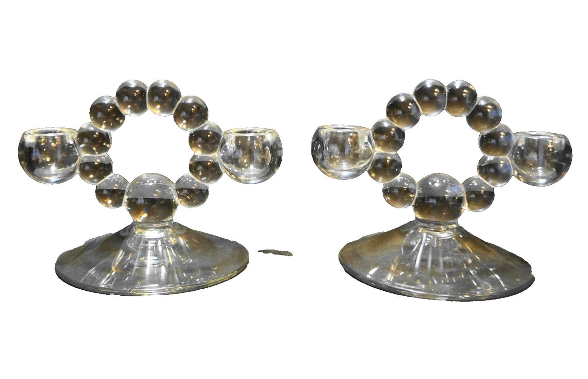 Candlewick Double Light Candle Holders Pair Imperial Glass 782