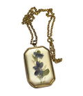 Purple Flower Iris Lucite Pendant Necklace