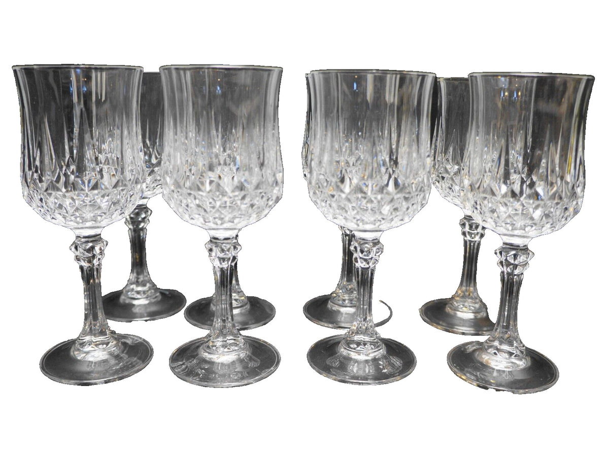 Longchamp Crystal Wine Glasses Set of 8 Cristal d/Arques France