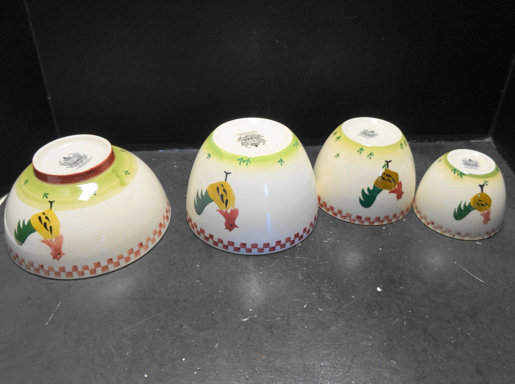 Rooster Chicken Hand Painted Mixing Bowls Set of 4 Made in China