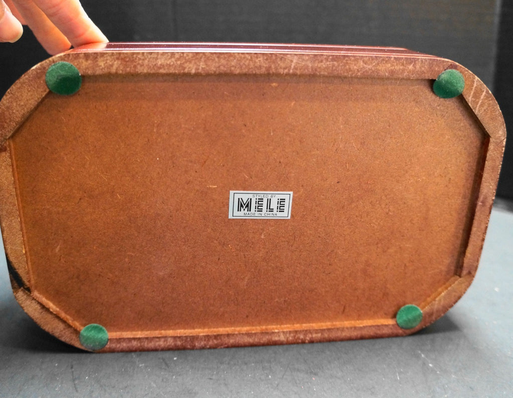 Mele Morgan Cherry Wood Jewelry Chest Box Cream Velvet Lining