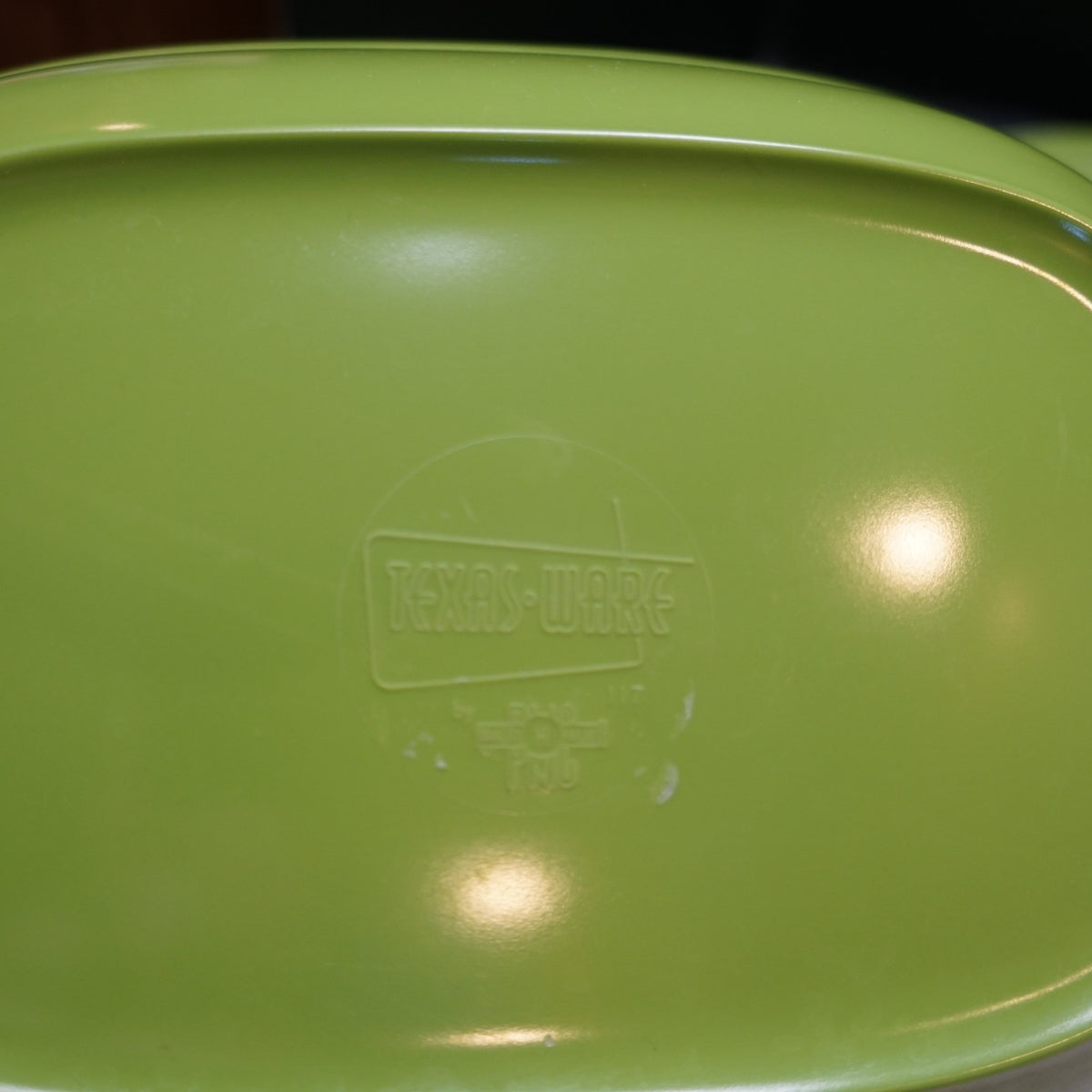 Texas Ware Thin Lime Green Rectangle Oval Bowl Platter