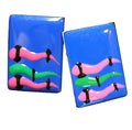 Abstract Squiggle Resin Plastic Layered Earrings Indigo Pink Black