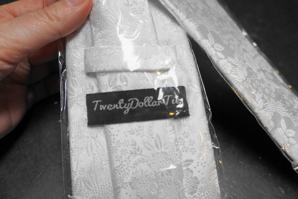 Twenty Dollar Tie White Brocade Silk Tie New