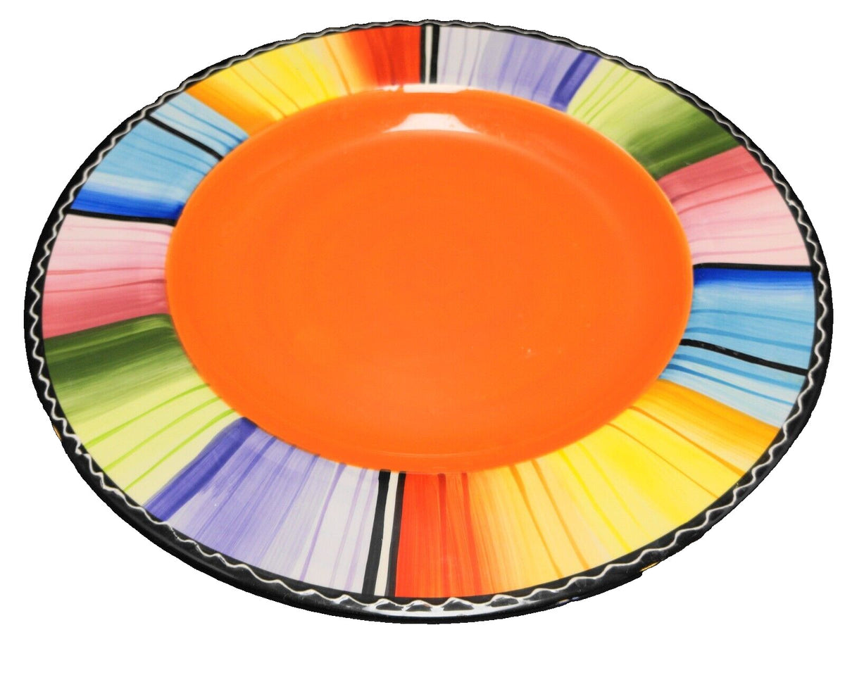 Nancy Green Serape Certified International Chop Plate Round Platter Orange 16 IN