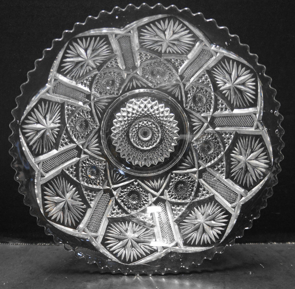 Imperial Star and File Clear Glass EAPG Serving Bowl 8 3/4"