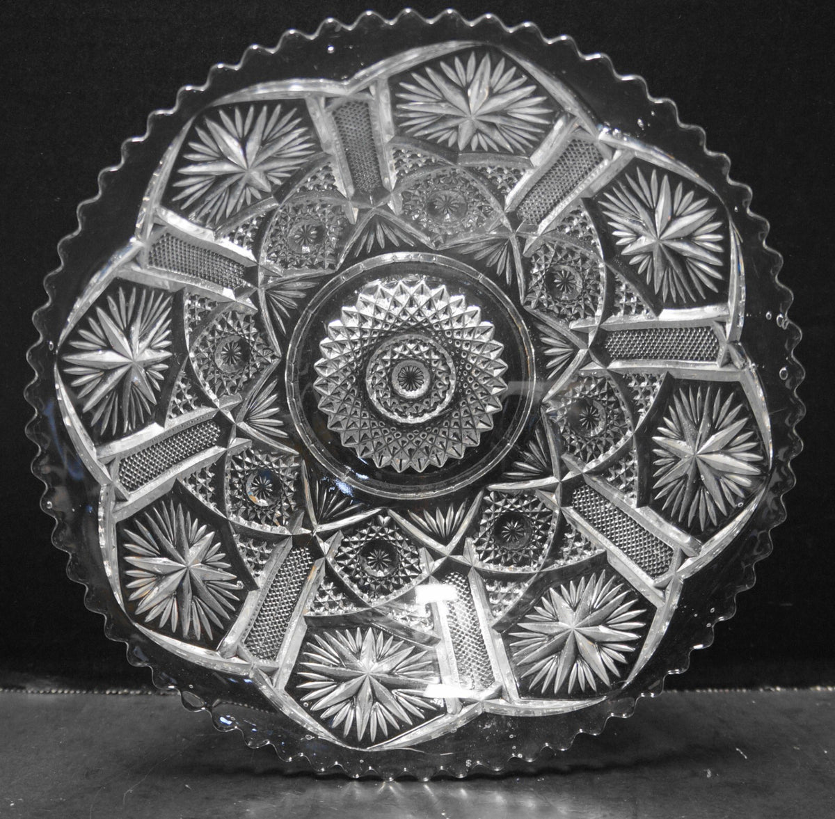 Imperial Star and File Clear Glass EAPG Serving Bowl 8 3/4"
