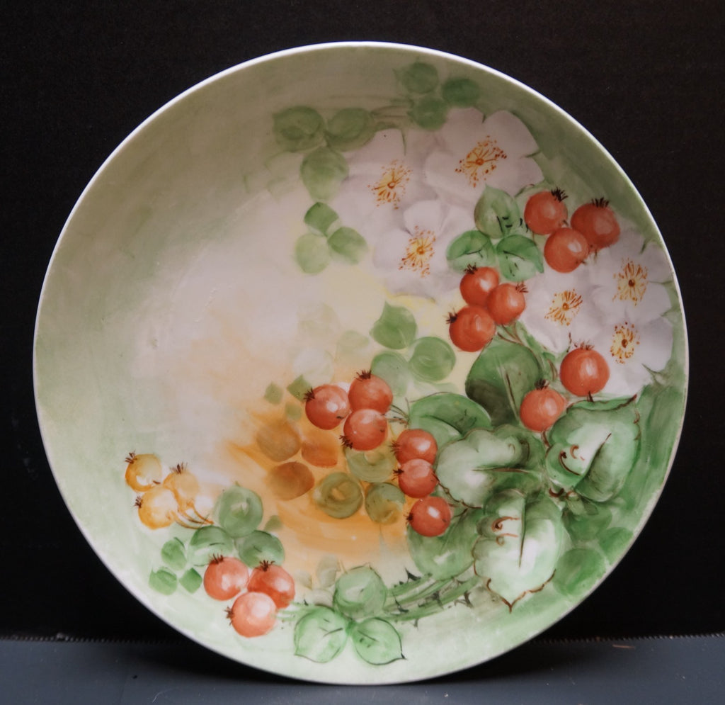 Hand Painted Red Berries B MoeM Limoges Plate Amateur Artist