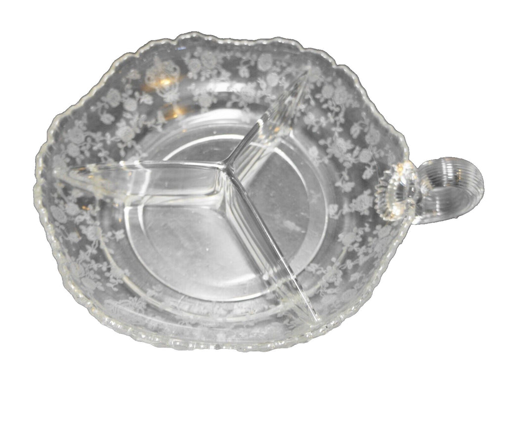 Cambridge Rose Point 3 Part Divided Relish Nappy Bowl