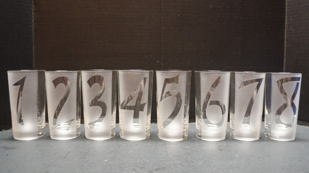 Federal Glass Drinks by Number Frosted Clear Tumblers Set of 8