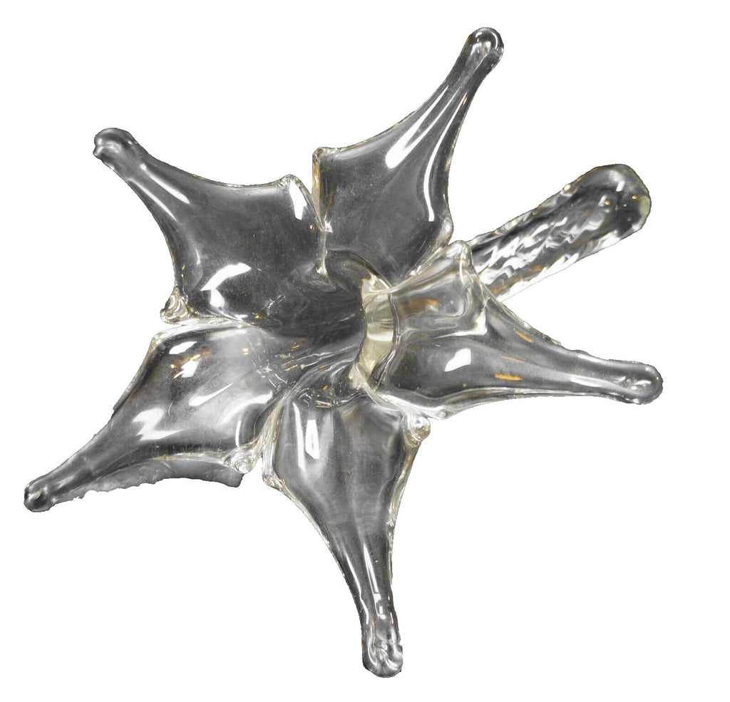 Star Lily Flower Shaped Clear Art Glass Hand Blown Bud Vase