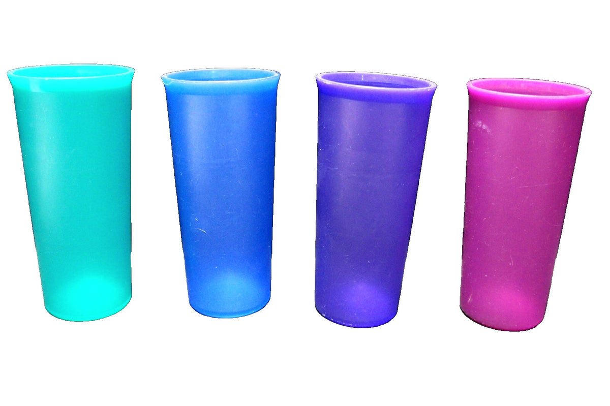 Tupperware Jewel Tone 12 oz Tumblers Set of 4 #115 Purple Violet Blue Green