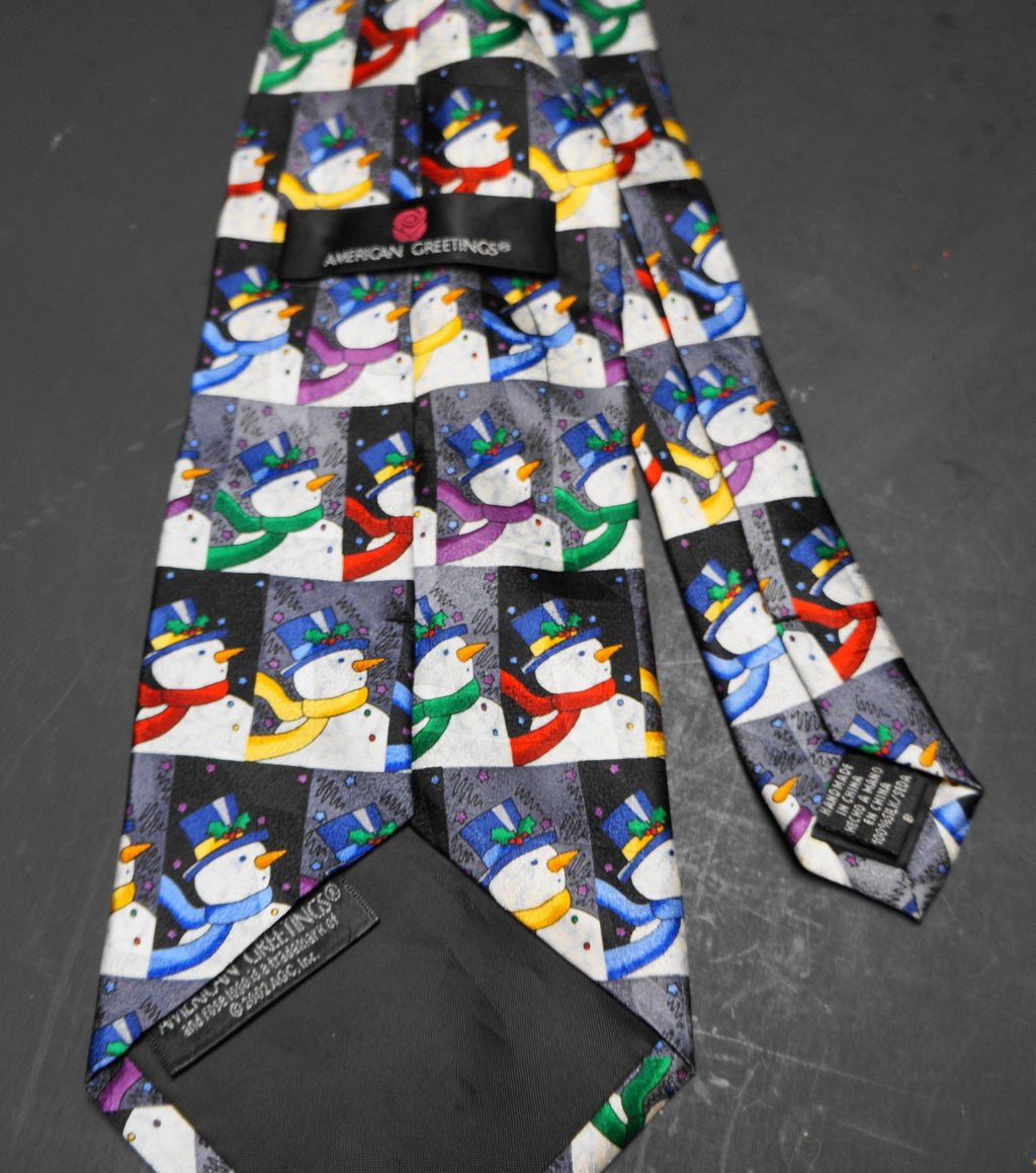Shades of the Season Snowman Tie American Greetings Silk