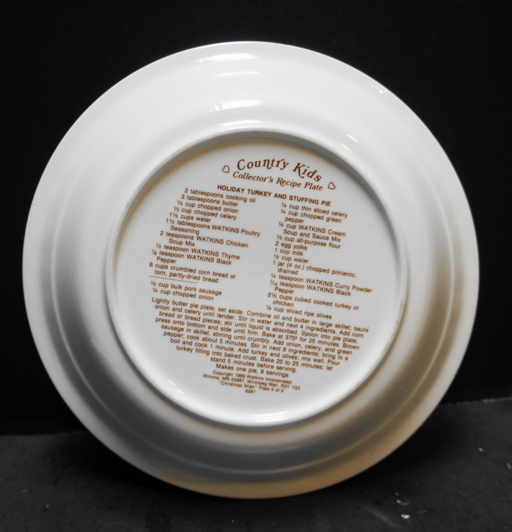 Watkins Country Kids Christmas Wish Pie Plate 1989