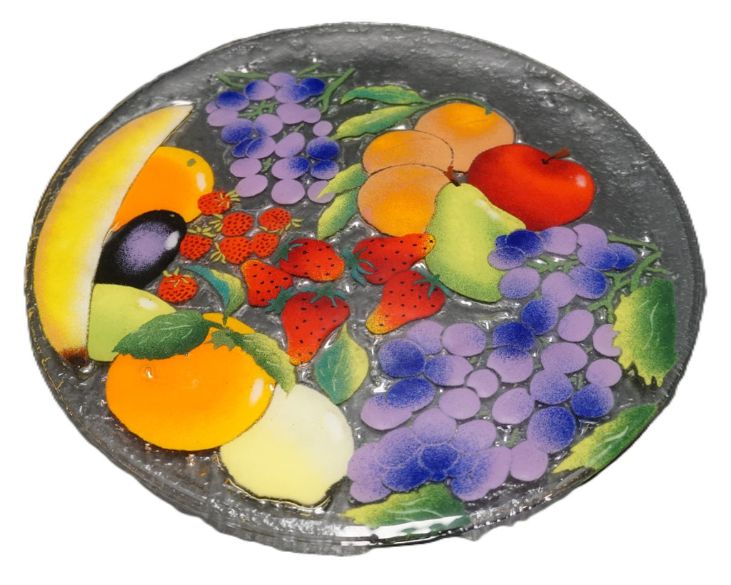 Fruit Medley Fusion Fused Art Glass 14 IN Platter Tray Signed William McGrath