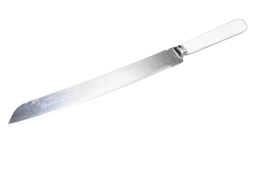 Sheffield England White Pearlized Lucite Handle Cake Knife